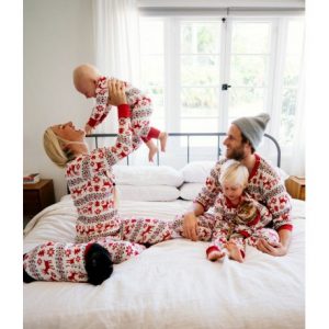 Set rosu de pijamale de Craciun pentru dama si barbat