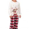 Set familie- pijamale de Craciun pentru copii cu Rudolf si pantaloni in carouri