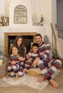 set de pijamale pentru familie- dama, barbat plus doi copii- Jingle Navy