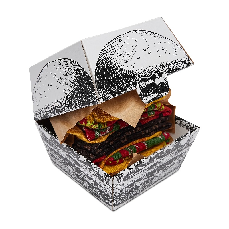Set de 2 perechi de șosete lungi unisex Tasty Burger Maro