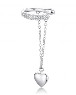 Cercei din argint Heart Chained Clip