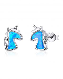 Cercei din argint Opal Blue Unicorns