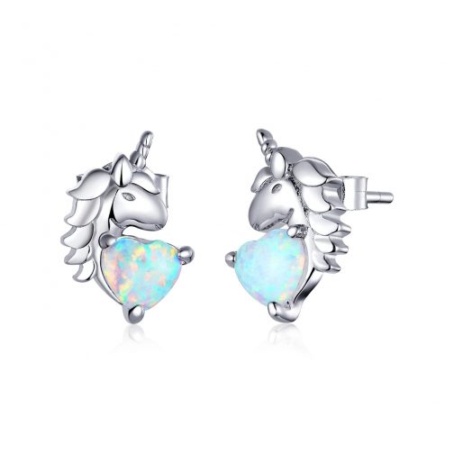 Cercei din argint Opal Unicorn Heart la pret fara cncurenta