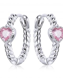 Cercei din argint Pink Heart Hoops la pret fara cncurenta