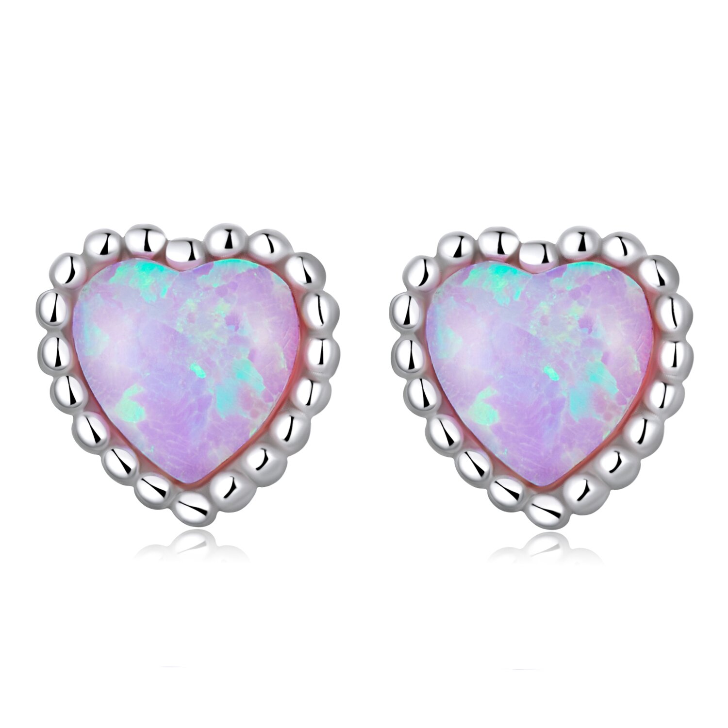 Cercei din argint Shining Opal Heart la pret fara cncurenta