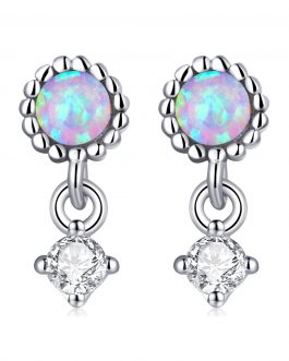 Cercei din argint Simple Purple Opal
