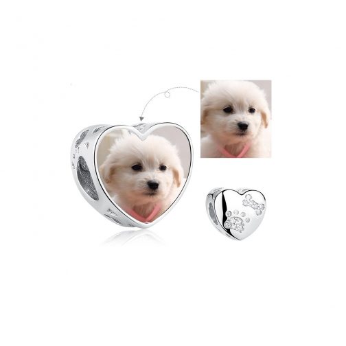 Talisman din argint Custom Photo Loving Puppy