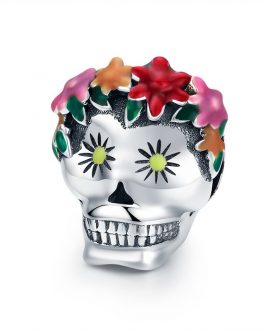 Talisman din argint Flowers and Skull