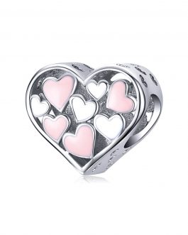 Talisman din argint Pink & White Hearts