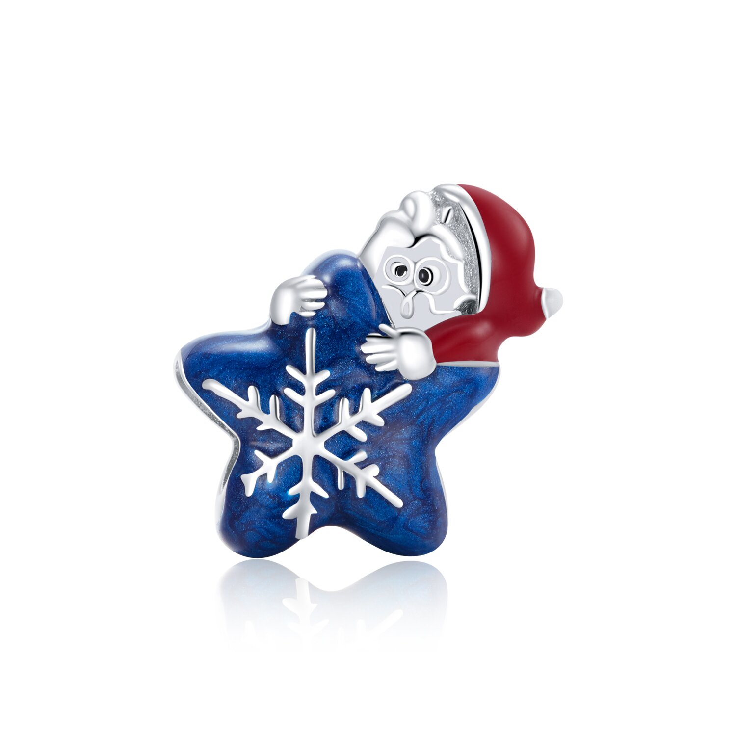Talisman din argint Santa's Blue Snowflake