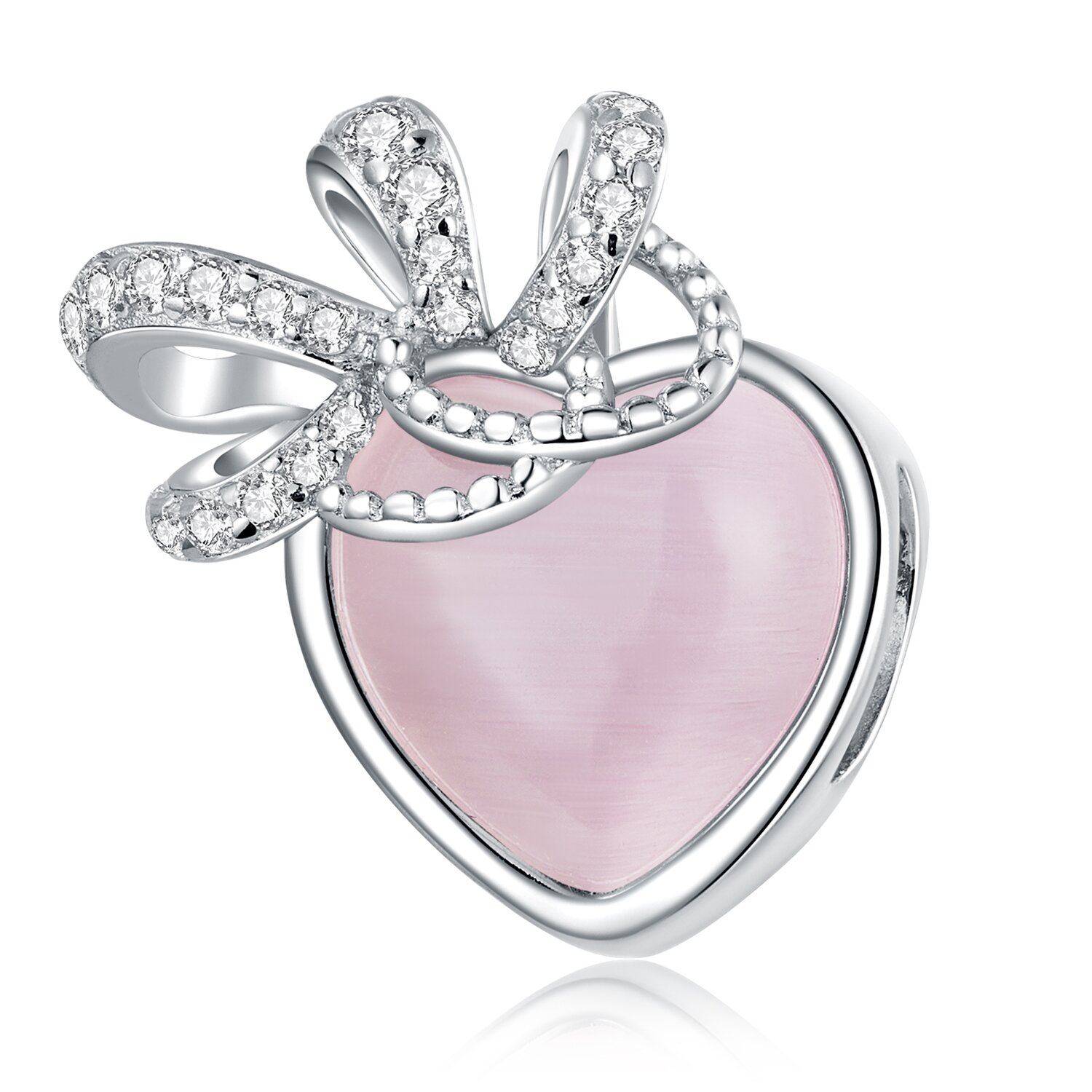 Talisman din argint Sparkling Pink Heart